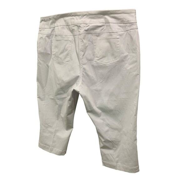 Size 20W Slim-Sation Womens Off White Pull On Pants Crop Capri Stretch Fabric - Picture 7 of 8